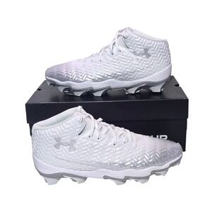 New Under Armour Spotlight Franchise Football Cleats Men's White Silver Size 9